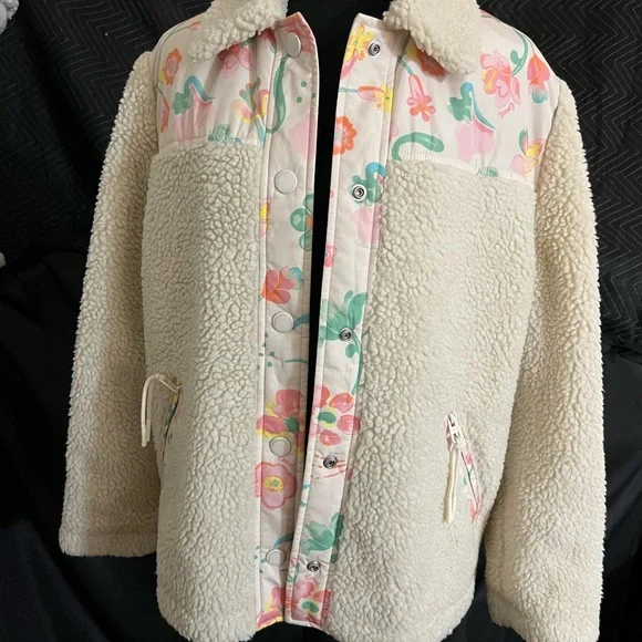 Coach Cream Teddy Jacket with Pastel Patterns
